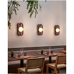 Настенный светильник овальный с деревянным основанием Wood Wall Lamp варинант исполнения - 1 | Loft Concept в Краснодаре