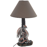 Настольная лампа с абажуром Дракон Silver Red Dragon Коричневый абажур варинант исполнения - 1 | Loft Concept в Краснодаре