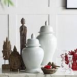 Ваза белая с крышкой однотонная Chinoiserie Ceramics варинант исполнения - 4 | Loft Concept в Краснодаре