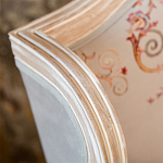 Двухместный диван из массива бука серый с растительным орнаментом Raffael Blue Grey Sofa варинант исполнения - 4 | Loft Concept в Краснодаре