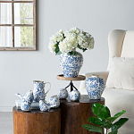 Ваза округлой формы с синим цветочным узором Blue & White Ornament  варинант исполнения - 4 | Loft Concept в Краснодаре