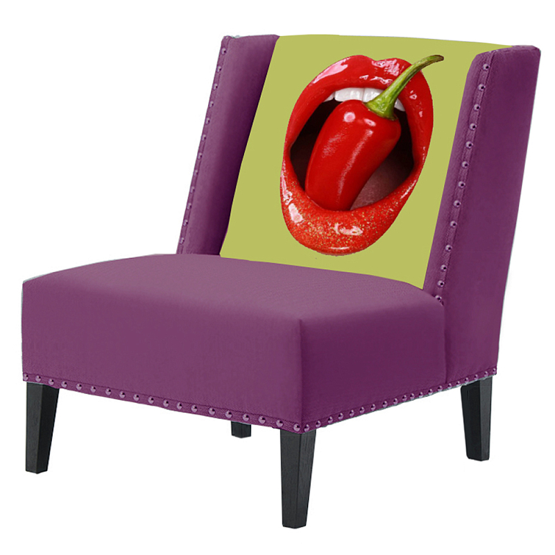 FUN Armchair "Chili Pepper" Purple  Дизайнерское кресло с цветным принтом Баклажан в Краснодаре | Loft Concept 