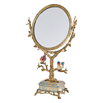 Зеркало с бронзовой подставкой в виде дерева и фарфоровыми птичками на голубом основании Eden Garden варинант исполнения - 1 | Loft Concept в Краснодаре