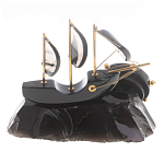 Часы настольные в виде парусника из натурального камня Обсидиан Sailboat Stone Clock варинант исполнения - 6 | Loft Concept в Краснодаре