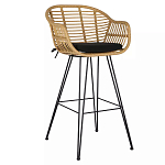 Стул барный с ротанговым плетением Half Bar Chair with Wicker с подлокотниками варинант исполнения - 2 | Loft Concept в Краснодаре