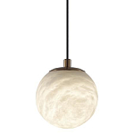 Подвесной светильник с шарообразным плафоном из белого алебастра Cryptocrystalline Stone варинант исполнения - 1 | Loft Concept в Краснодаре