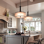 Люстра подвесная с двойным круглым плафоном из органзы и матового стекла Kichler варинант исполнения - 6 | Loft Concept в Краснодаре