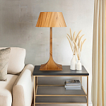 Настольная лампа со скошенным конусовидным абажуром и фигурной ножкой в цвете тик Accord Lighting варинант исполнения - 7 | Loft Concept в Краснодаре