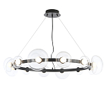 Люстра подвесная круглая с 12-ю прозрачными куполообразными плафонами и черным металлическим основанием Flos Wireline Lighting варинант исполнения - 1 | Loft Concept в Краснодаре