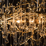 Подвесная люстра в виде ветвей деревьев золотого цвета с прозрачными подвесками-каплями 10 и 14 ламп Droplet Chandelier варинант исполнения - 6 | Loft Concept в Краснодаре
