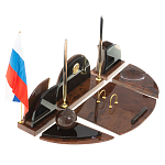 Настольный письменный набор с часами из природного камня обсидиана Oval Office варинант исполнения - 2 | Loft Concept в Краснодаре