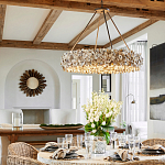 Люстра круглая с абажуром из устричных раковин Sea Ravens варинант исполнения - 4 | Loft Concept в Краснодаре