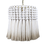 Подвесной светильник круглый плетеный с белой бахромой Braided Bundle of Ears варинант исполнения - 1 | Loft Concept в Краснодаре