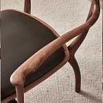 Стул деревянный с мягким сиденьем из коричневой натуральной кожи Moon Walnut Furniture варинант исполнения - 7 | Loft Concept в Краснодаре