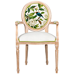 Стул с подлокотниками золотистый из бука с изображением птиц и цветов Blooming Birds варинант исполнения - 1 | Loft Concept в Краснодаре