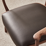 Стул деревянный с мягким сиденьем из коричневой натуральной кожи Moon Walnut Furniture варинант исполнения - 9 | Loft Concept в Краснодаре