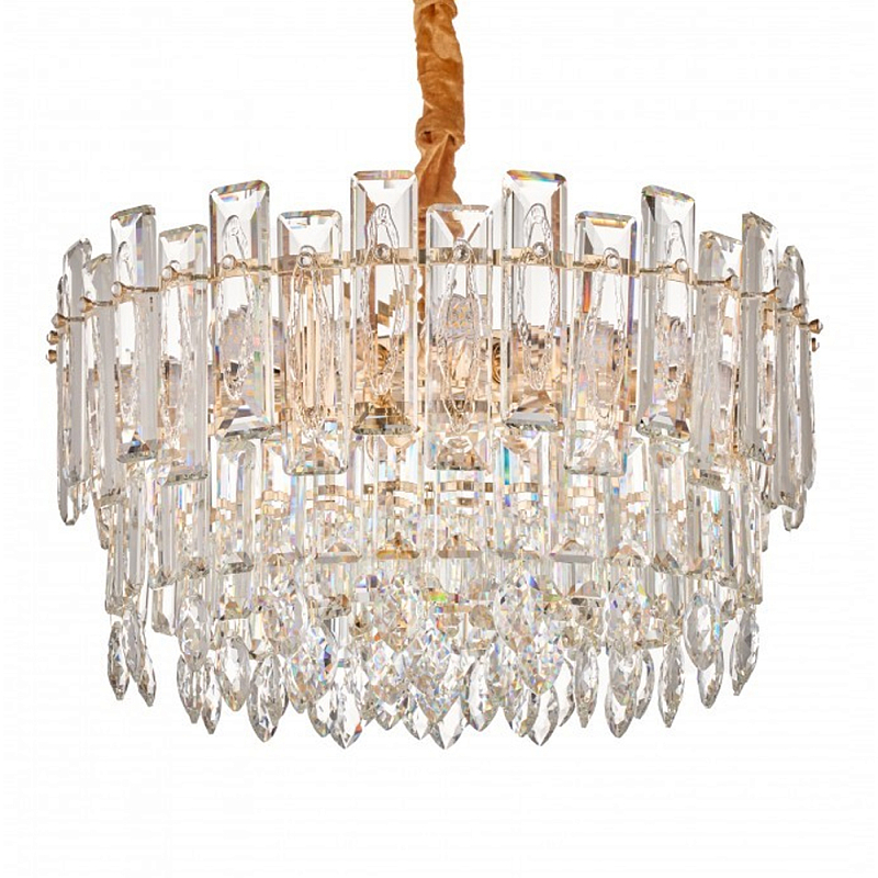 Круглая люстра с хрустальными подвесками на золотистом каркасе Gorgeous Crystal Light Золотой Прозрачный Круглая люстра с хрустальными подвесками на золотистом каркасе Gorgeous Crystal Light Золотой Прозрачный в Краснодаре | Loft Concept