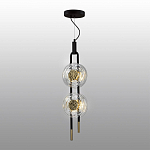 Подвесной светильник с черным основанием и золотистым декором Bruno Duo варинант исполнения - 4 | Loft Concept в Краснодаре