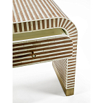 Тумбочка прикроватная с ящиком Tofino Stripes Bone Inlay Bedside Beige варинант исполнения - 3 | Loft Concept в Краснодаре
