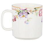 Кружка из фарфора белая с цветочным принтом 400 мл Flower Porcelain Collection варинант исполнения - 1 | Loft Concept в Краснодаре