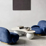 Дизайнерский журнальный стол с изогнутой столешницей на круглых ножках Rigilyr варинант исполнения - 3 | Loft Concept в Краснодаре