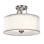 Потолочный светильник с двойным цилиндрическим плафоном из белого стекла и прозрачной органзы Kichler варинант исполнения - 7 | Loft Concept в Краснодаре