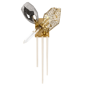 Бра с 2-мя плафонами из стекла и металла и вертикальными подвесками Gilded Mirage 