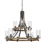 Люстра с цилиндрическим плафонами из толстого волнистого стекла в индустриальном стиле Feiss варинант исполнения - 1 | Loft Concept в Краснодаре