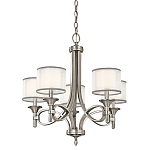 Люстра с белыми тканевыми абажурами в прозрачных стеклянных цилиндрах Kichler варинант исполнения - 6 | Loft Concept в Краснодаре