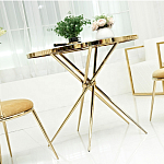 Обеденный стол с чёрной круглой столешницей на золотых ножках Rive Gauche Table варинант исполнения - 1 | Loft Concept в Краснодаре