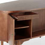 Дизайнерский письменный стол округлой формы с 4-мя ящиками и дверкой с полочками Rili варинант исполнения - 3 | Loft Concept в Краснодаре