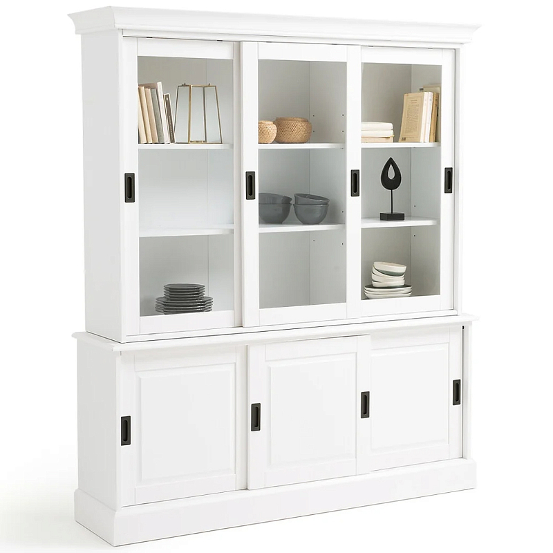 Витрина из массива сосны Cobbett White Wood Showcase Белый Прозрачное Стекло Черный Витрина из массива сосны Cobbett White Wood Showcase Белый Прозрачное Стекло Черный в Краснодаре | Loft Concept