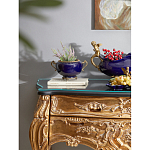 Чаша темно-синяя фарфоровая с бронзовыми ручками и ажурным ободком Eden Garden варинант исполнения - 4 | Loft Concept в Краснодаре