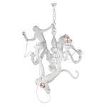 Люстра с тремя фигурами обезьян с лампочками в руках белого цвета Hanging Monkey варинант исполнения - 1 | Loft Concept в Краснодаре