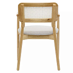 Стул обеденный с мягким сиденьем и спинкой из плетеного ротанга Wood and Textile Chair варинант исполнения - 4 | Loft Concept в Краснодаре