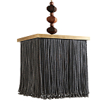 Люстра квадратная с бахромой и подвесом из деревянных бусин Psyche варинант исполнения - 2 | Loft Concept в Краснодаре