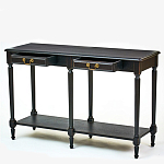 Консоль черная из массива березы с полкой и двумя ящиками Vintage варинант исполнения - 2 | Loft Concept в Краснодаре