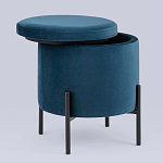 Синий пуф на черных ножках SANJAY варинант исполнения - 2 | Loft Concept в Краснодаре