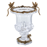 Ваза из прозрачного стекла на бронзовой подставке с ободком и ручками в виде стрекоз Eden Garden варинант исполнения - 1 | Loft Concept в Краснодаре