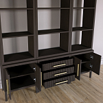 Модульный стеллаж Primo из трех составных элементов Темный орех варинант исполнения - 4 | Loft Concept в Краснодаре