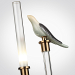 Настольная лампа с прозрачной трубкой и декоративной фигуркой птицы на бронзовой подставке Ganthea варинант исполнения - 4 | Loft Concept в Краснодаре