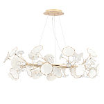 Люстра круглая с белыми лепестками из керамики и прозрачными хрустальными цветками Диаметр 82 см Wintery flovers варинант исполнения - 2 | Loft Concept в Краснодаре
