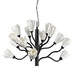Люстра подвесная черного цвета с ветвями и белыми фарфоровыми цветами Floralis варинант исполнения - 1 | Loft Concept в Краснодаре