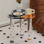 Дизайнерский журнальный стол с фигурной столешницей на 3-х прозрачных ножках Rahakif варинант исполнения - 3 | Loft Concept в Краснодаре