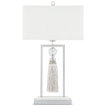 Настольная лампа с прямоугольным тканевым абажуром на белом мраморном основании Silver Threads варинант исполнения - 3 | Loft Concept в Краснодаре