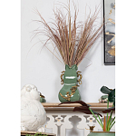 Ваза зеленого цвета из фарфора с бронзовыми ручками в виде драконов и рельефным цветочным декором Eden Garden porcelain and bronze варинант исполнения - 7 | Loft Concept в Краснодаре