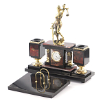 Настольный письменный набор из яшмы с часами в подарочной упаковке Manager Organizer варинант исполнения - 2 | Loft Concept в Краснодаре