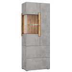 Шкаф-витрина двухдверная с фасадом цвета серый бетон Grace of Furniture варинант исполнения - 2 | Loft Concept в Краснодаре