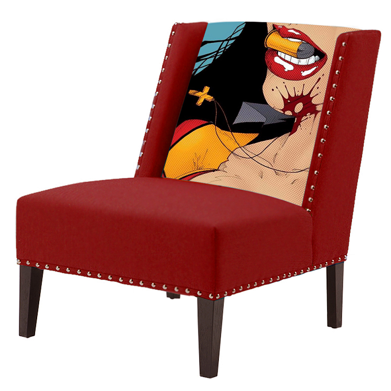 FUN Armchair "Super woman" Red Дизайнерское кресло с цветным принтом Бургундский красный в Краснодаре | Loft Concept 