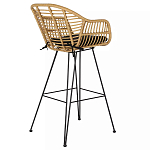 Стул барный с ротанговым плетением Half Bar Chair with Wicker с подлокотниками варинант исполнения - 4 | Loft Concept в Краснодаре